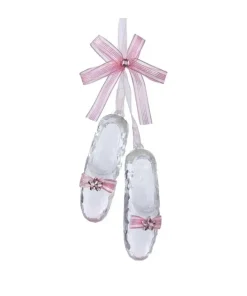 Acrylic Pink Ballet Shoes With Pink Bow And Jewel Ornament, D1345
