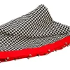 Houndstooth Table Cloth With Red Border And Bells 96"