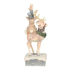 Jim Shore, White Woodland Stacked Animals, 6006576, Heartwood Creek