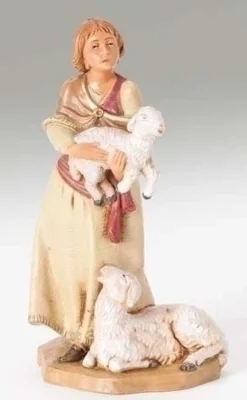 Joan, Woman Holding Sheep 5", Fontanini, 54027