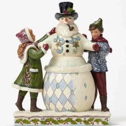 Victorian Children Building Snowman