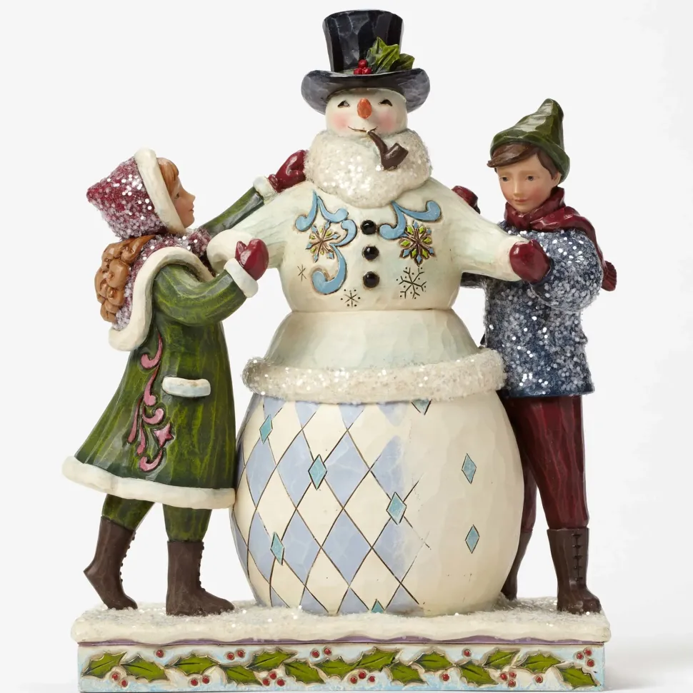 Victorian Children Building Snowman