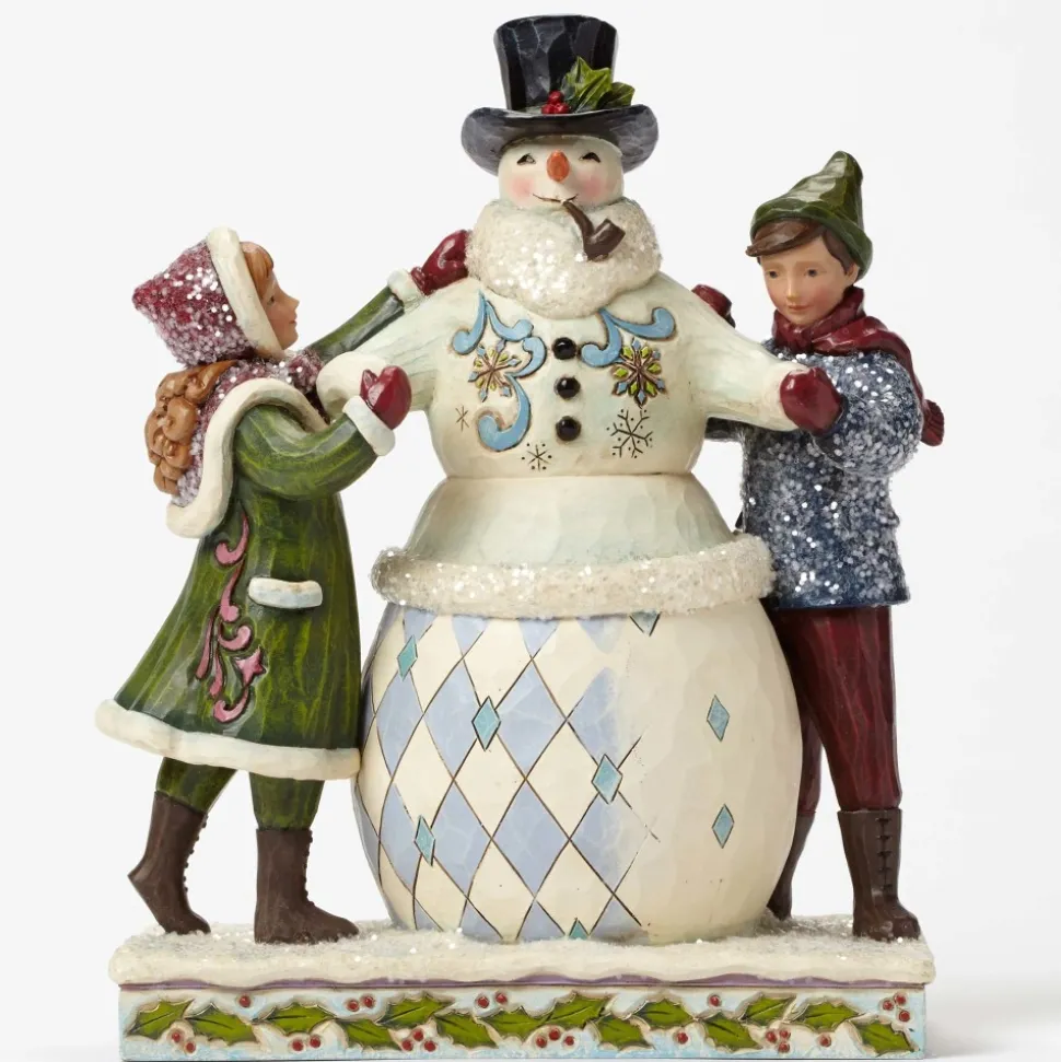 Victorian Children Building Snowman