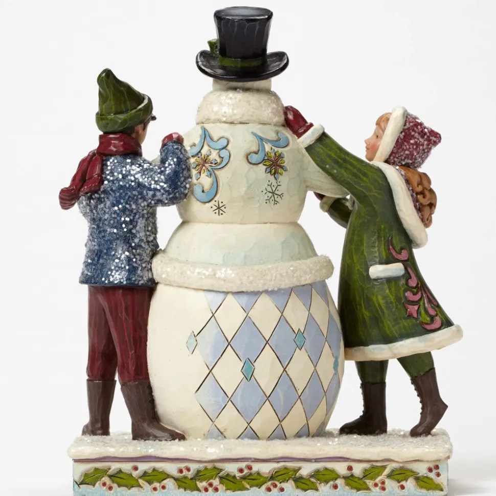 Victorian Children Building Snowman