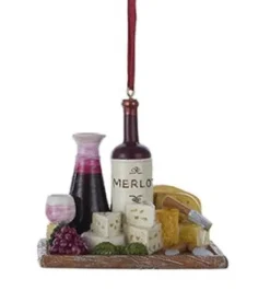 Wine And Cheese Tray Ornaments, 3 Assorted, C6759