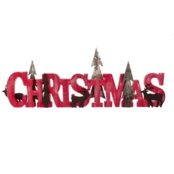 Wooden Red "Christmas" Decorative Table Piece, C2474